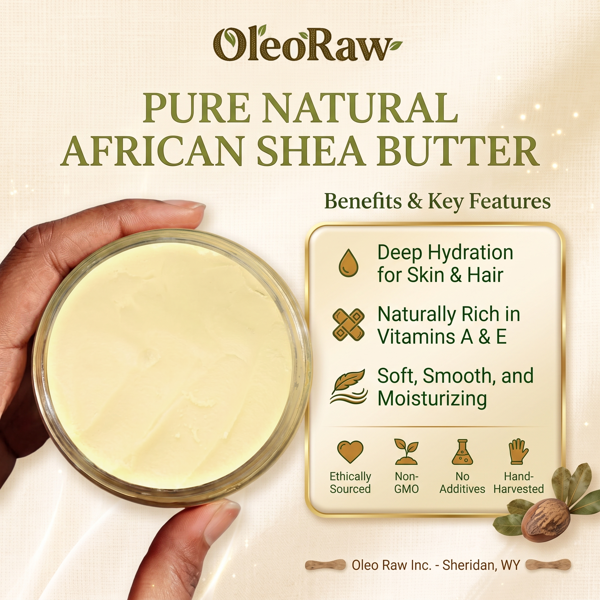 100% Yellow Gold Raw African Shea Butter – Unrefined & Organic – Pure Natural Moisturizer for Skin & Hair (8oz/16oz/32oz)