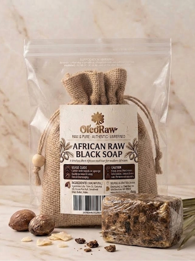 100% Pure Raw African Black Soap – Unrefined & Organic – Traditional Natural Cleanser for Skin & Hair (8oz/16oz/32oz)